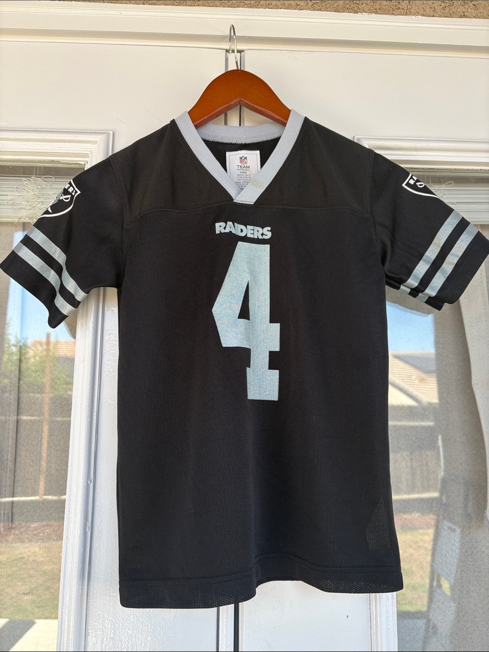 NFL Raiders Black and Silver #4 Kids Jersey